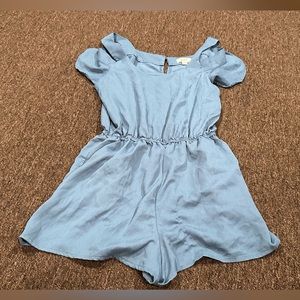 EUC Women’s M Love J Blue Romper shorts 1 pc sleeveless jumper casual sexy